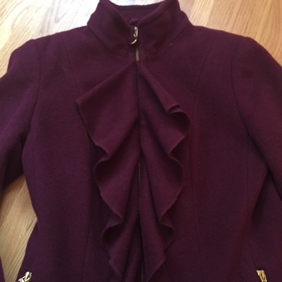 Tahari wool blend ruffle coat - Picture 3 of 8